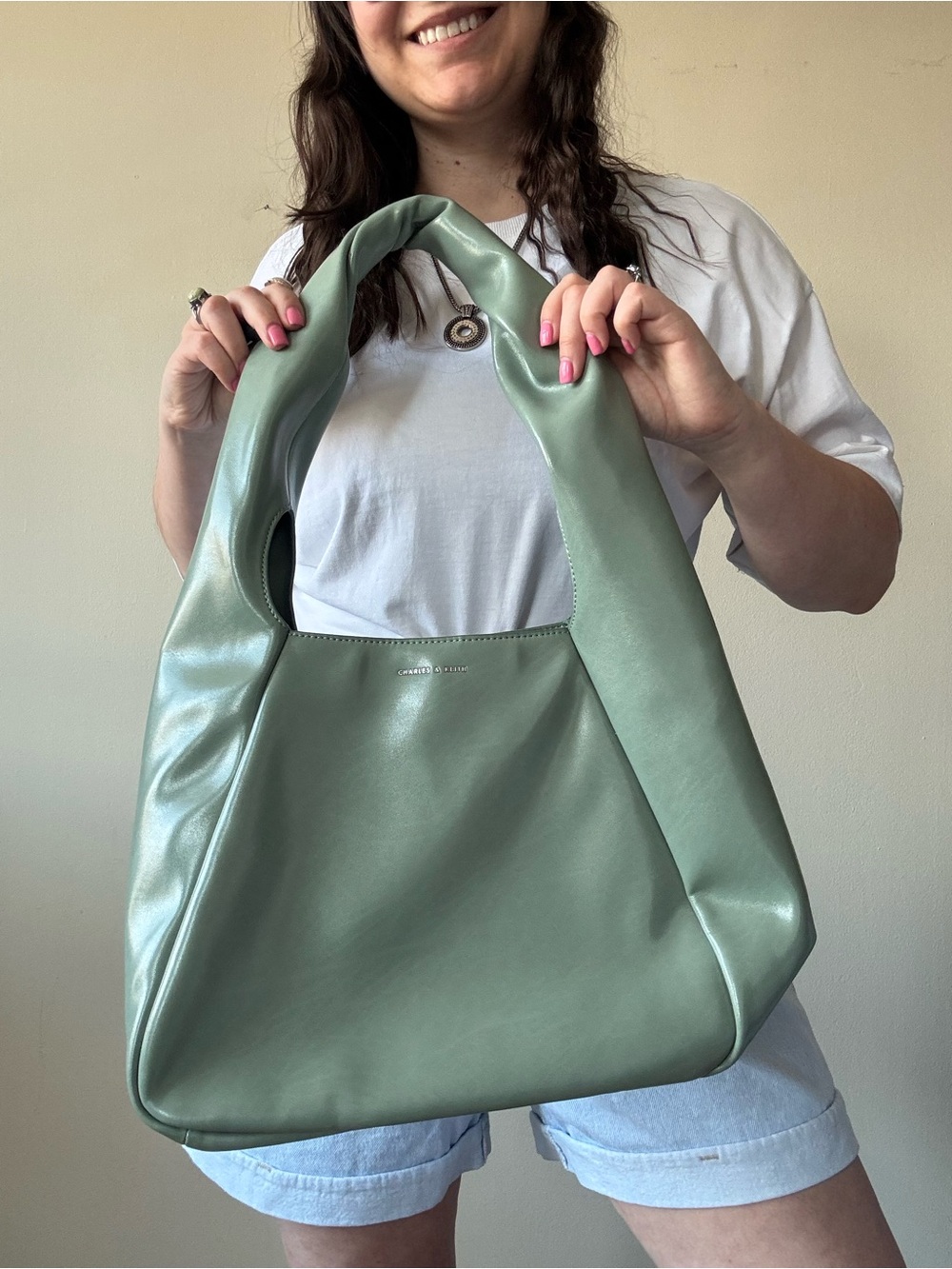 Charles & Keith Sage Green Shoulder Tote